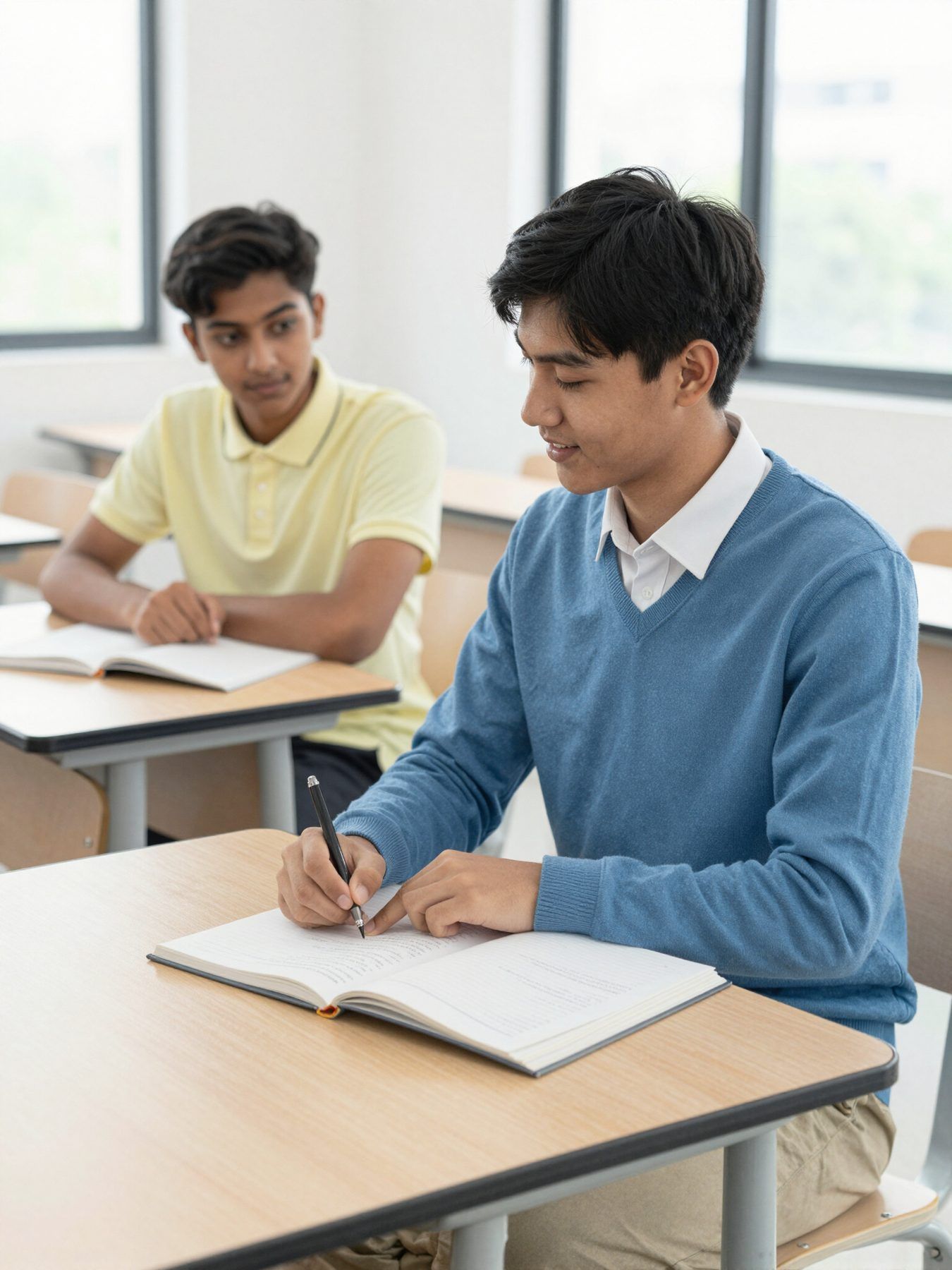 Two students studying together at a desk